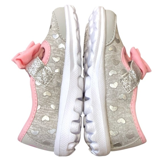 Skechers Go Walk Bitty Hearts Walking Sneakers, Grey & Pink - Size 6 NEW - Picture 3 of 8